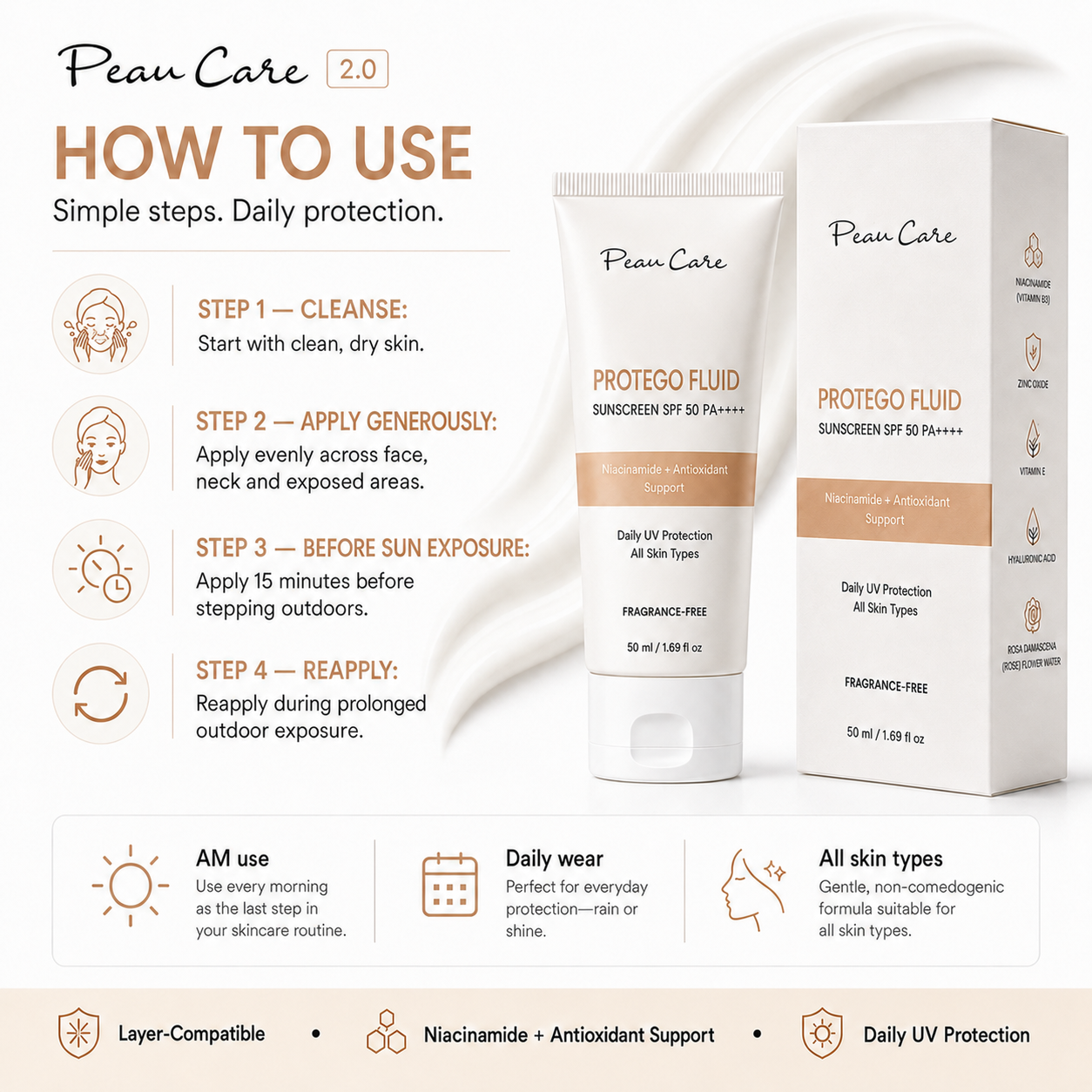 Protego Fluid Sunscreen SPF50 PA++++