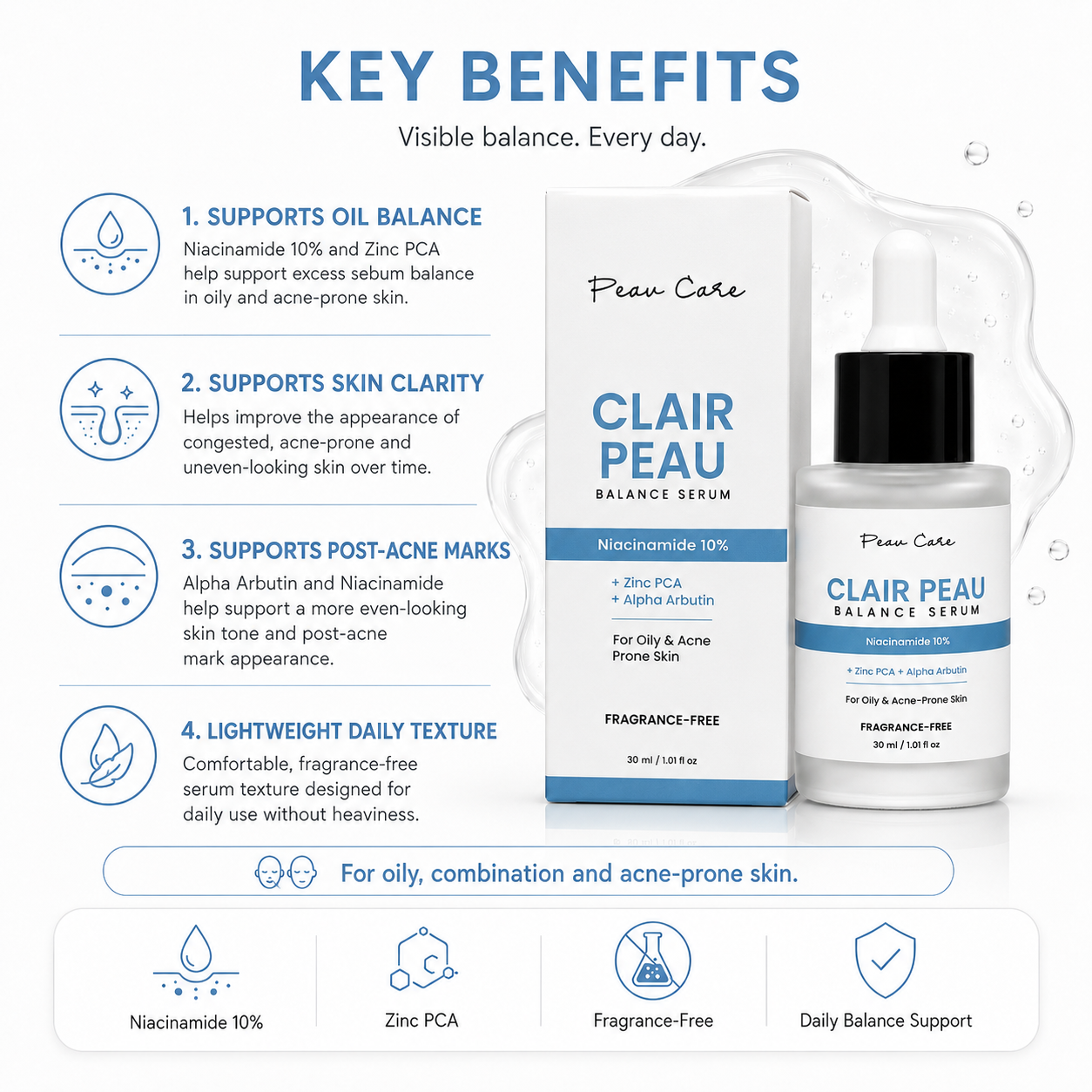 CLAIR PEAU BALANCE FACE SERUM