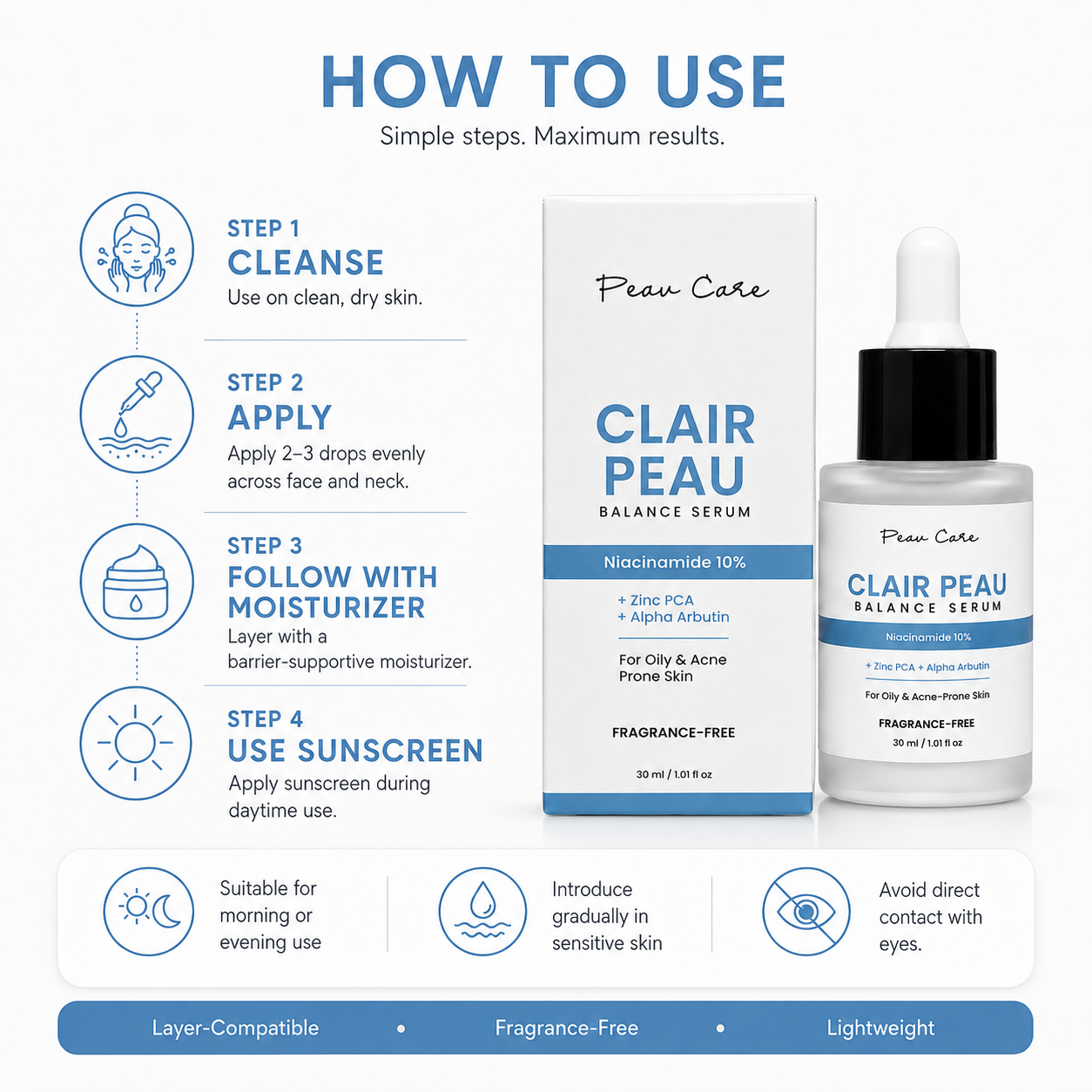 CLAIR PEAU BALANCE FACE SERUM